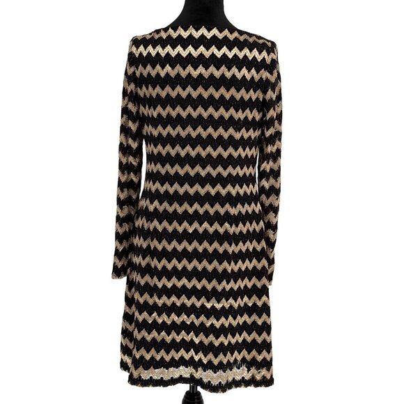 Nine West Dress Womens 10 Lace Overlay Sheer Zigzag Chevron Metallic Party‎ GNO - Picture 8 of 8